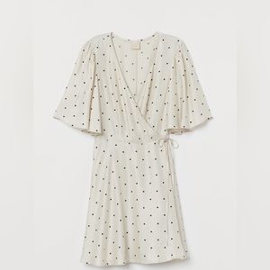 H&M satin-like polka dot wrap dress